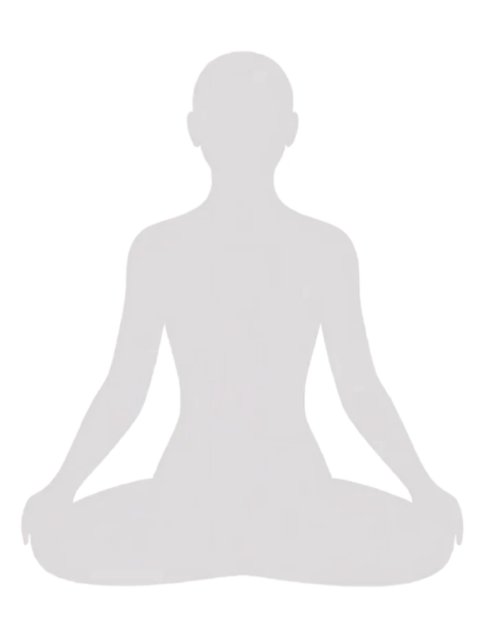 Meditating figure with seven chakras