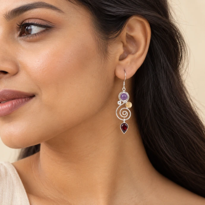Silver earring  handmade in Nepal 