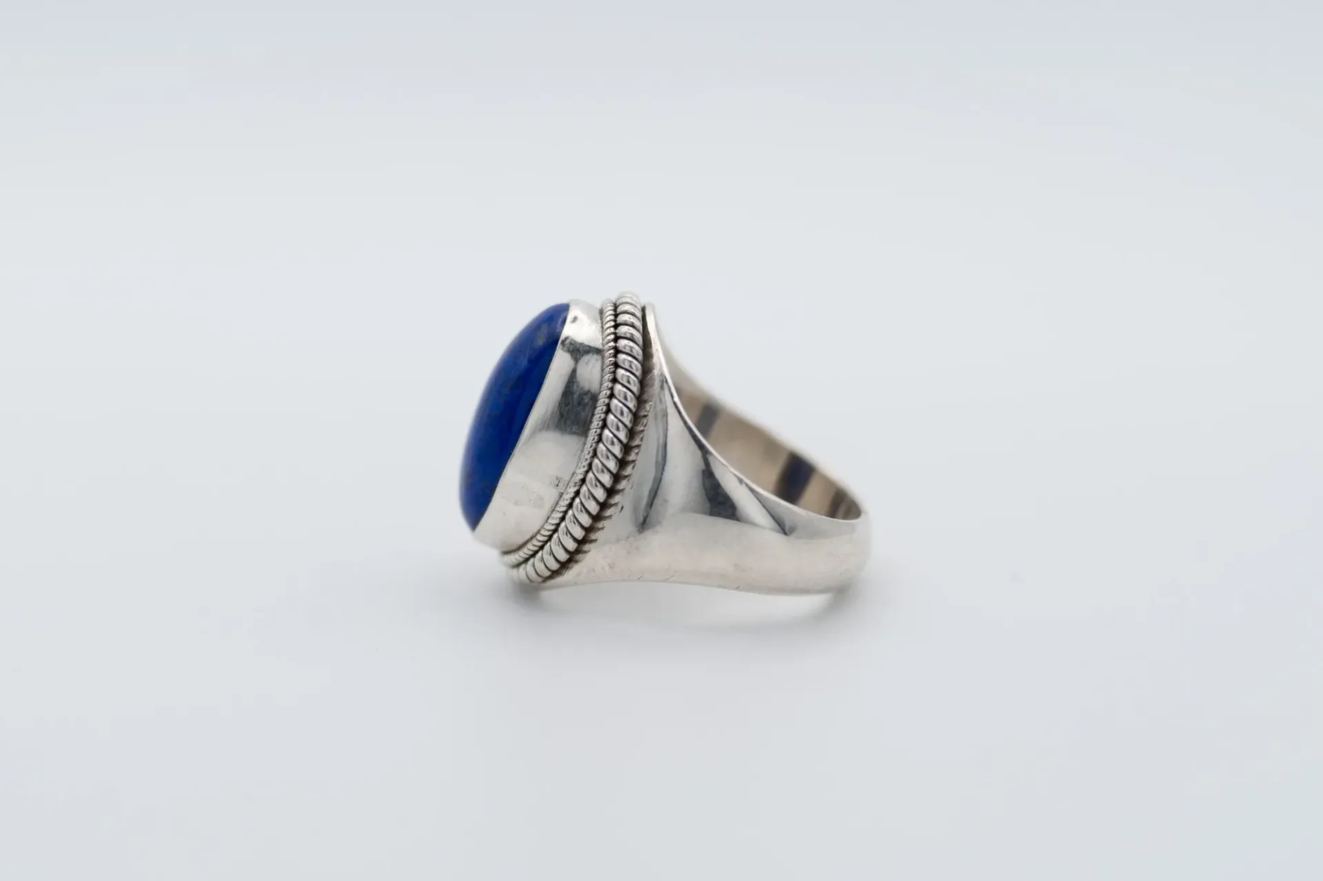 Lapis Lazuli Sterling Silver Ring, Handcrafted Bezel Setting, Vintage Bohemian Jewelry
