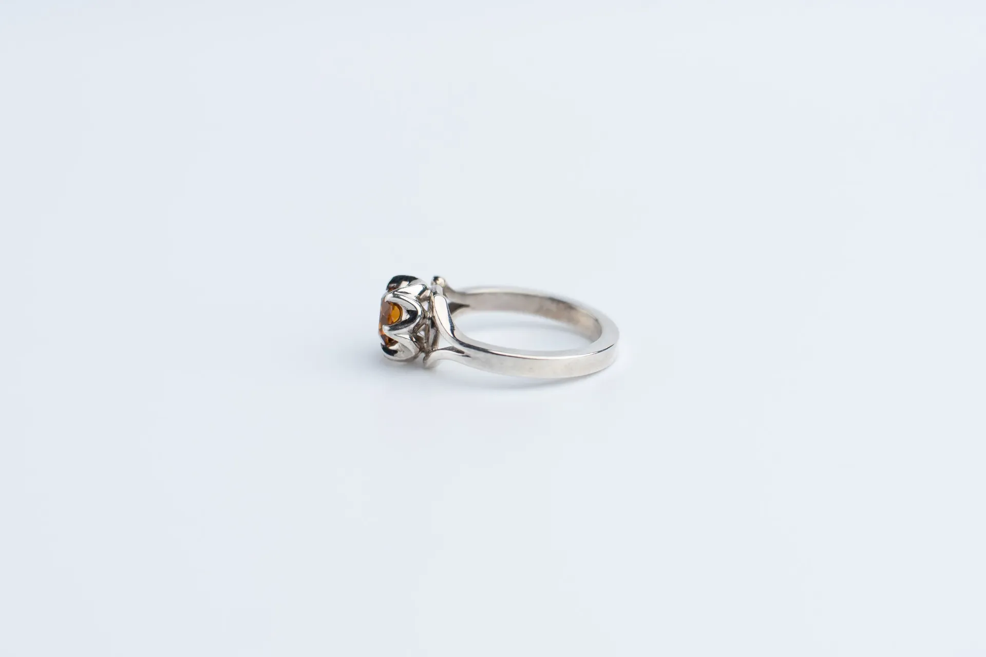 Citrine Sterling Silver Ring, Handcrafted Jewelry, Flower Bezel Detail Design, Faceted Citrine Gemstone