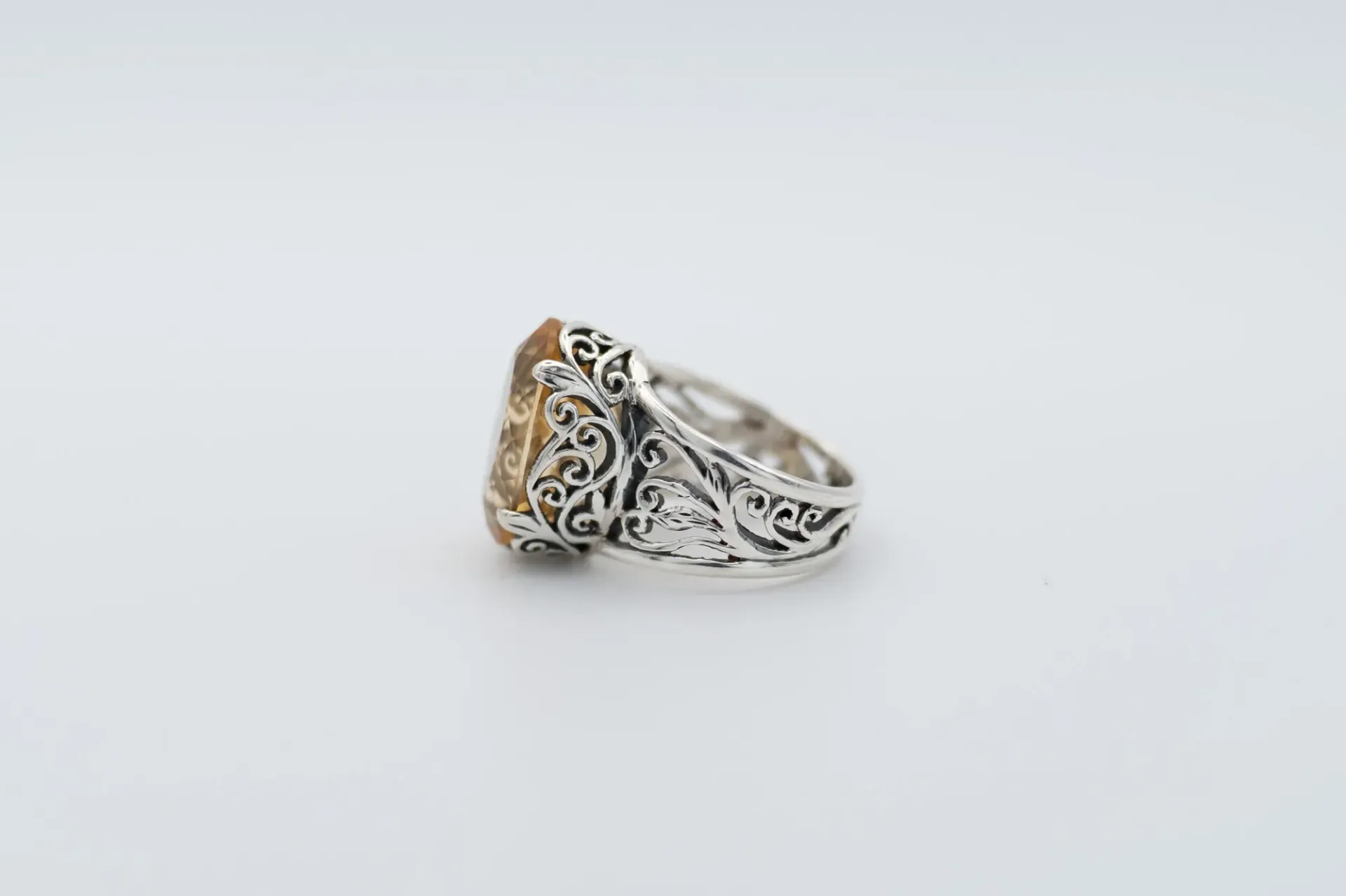 Citrine Ring, Handcrafted Silver Jewelry, Oval Faceted Cut Citrine
