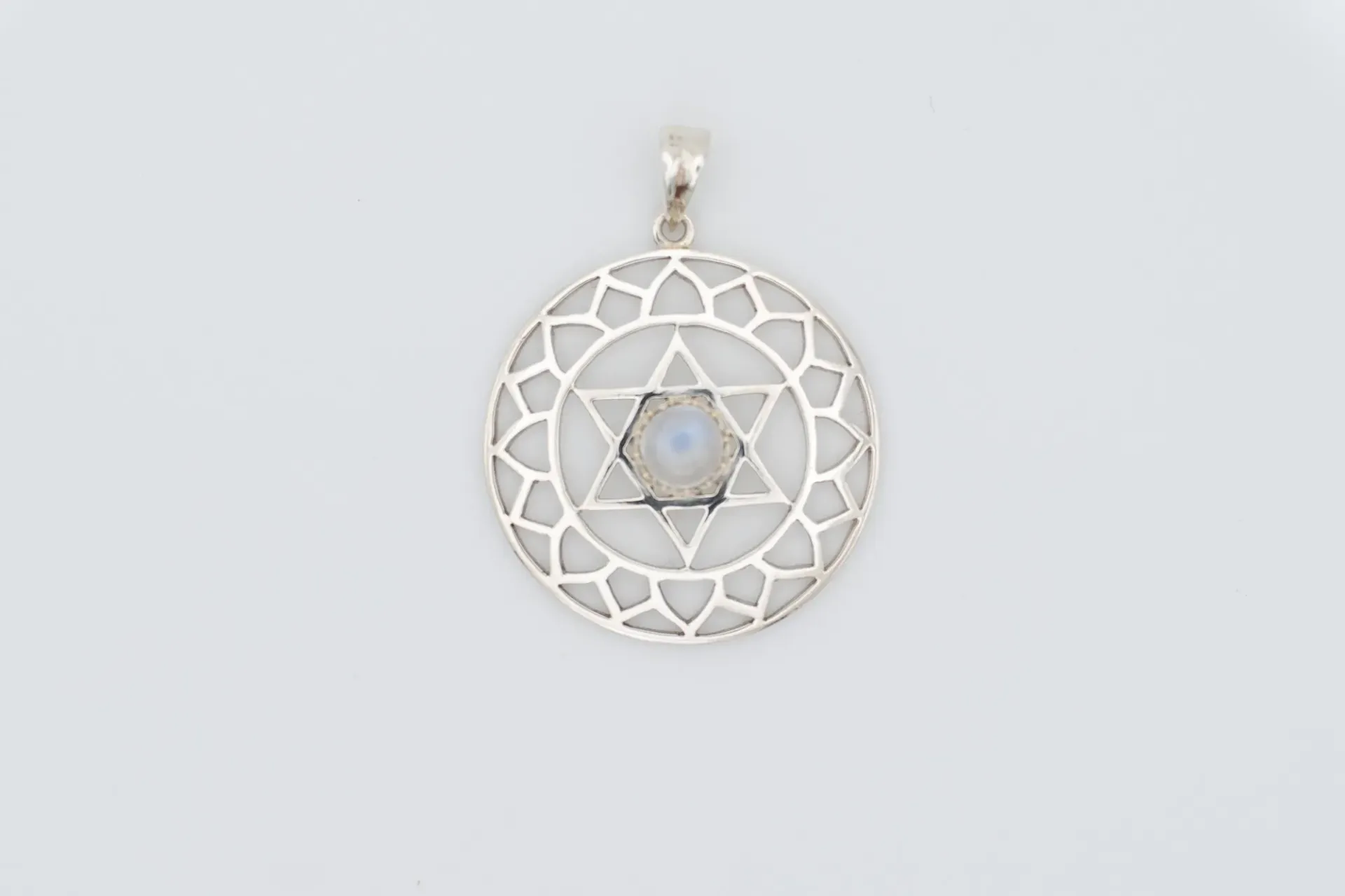 Sacred Geometry Mandela Pendent, Handcrafted Jewelry, Faceted Cut, Inverted Gemstone Setting