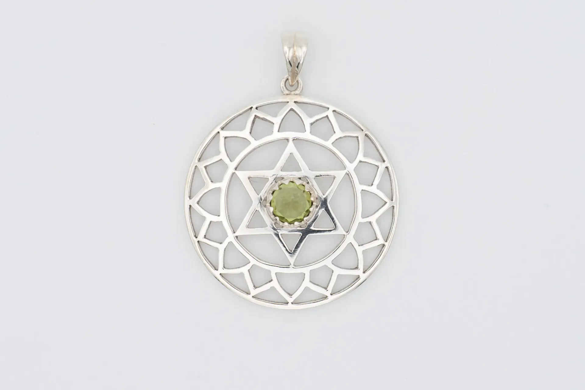 Sacred Geometry Mandela Pendent, Handcrafted Jewelry, Faceted Cut, Inverted Gemstone Setting