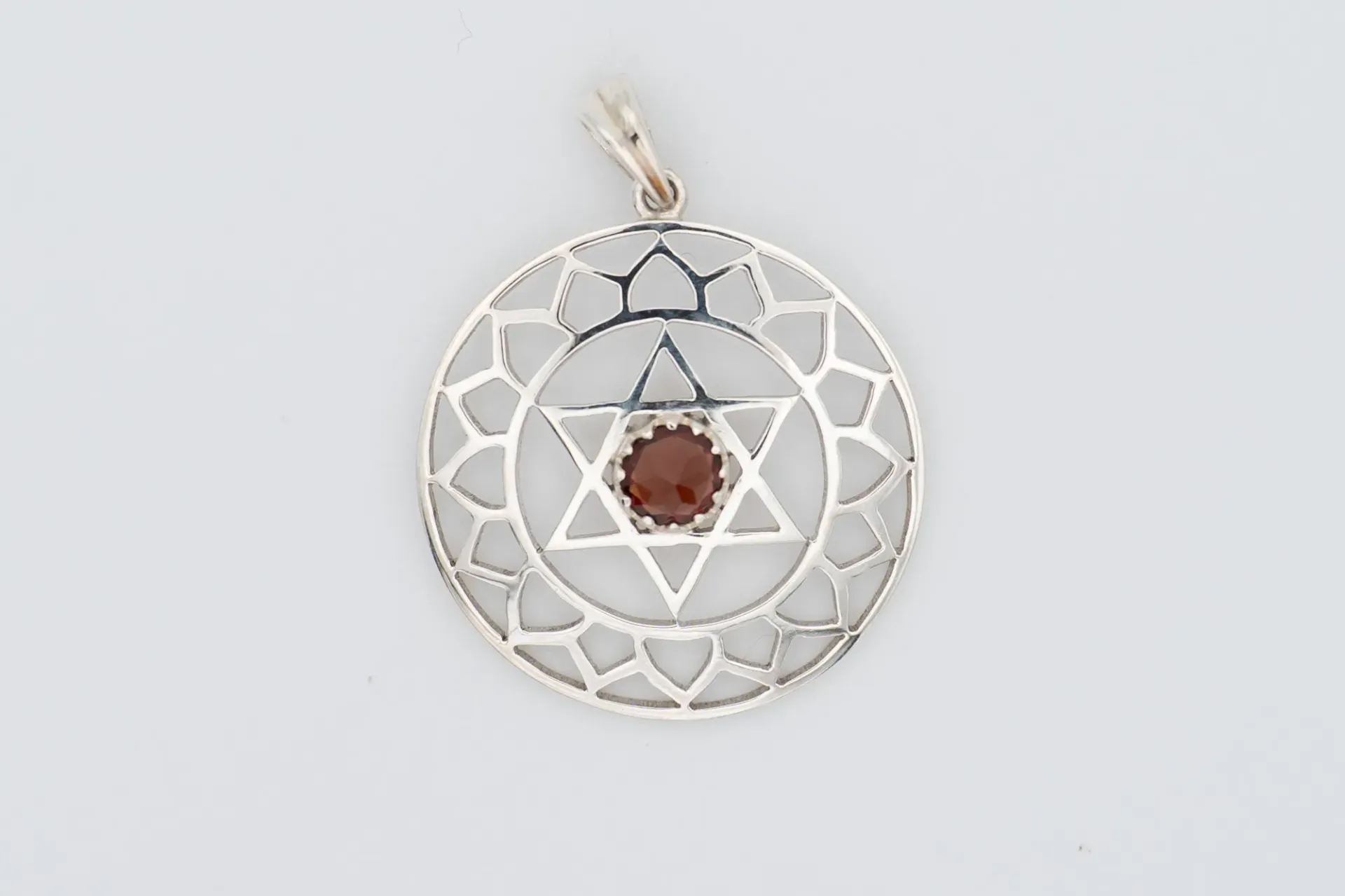 Sacred Geometry Mandela Pendent, Handcrafted Jewelry, Faceted Cut, Inverted Gemstone Setting