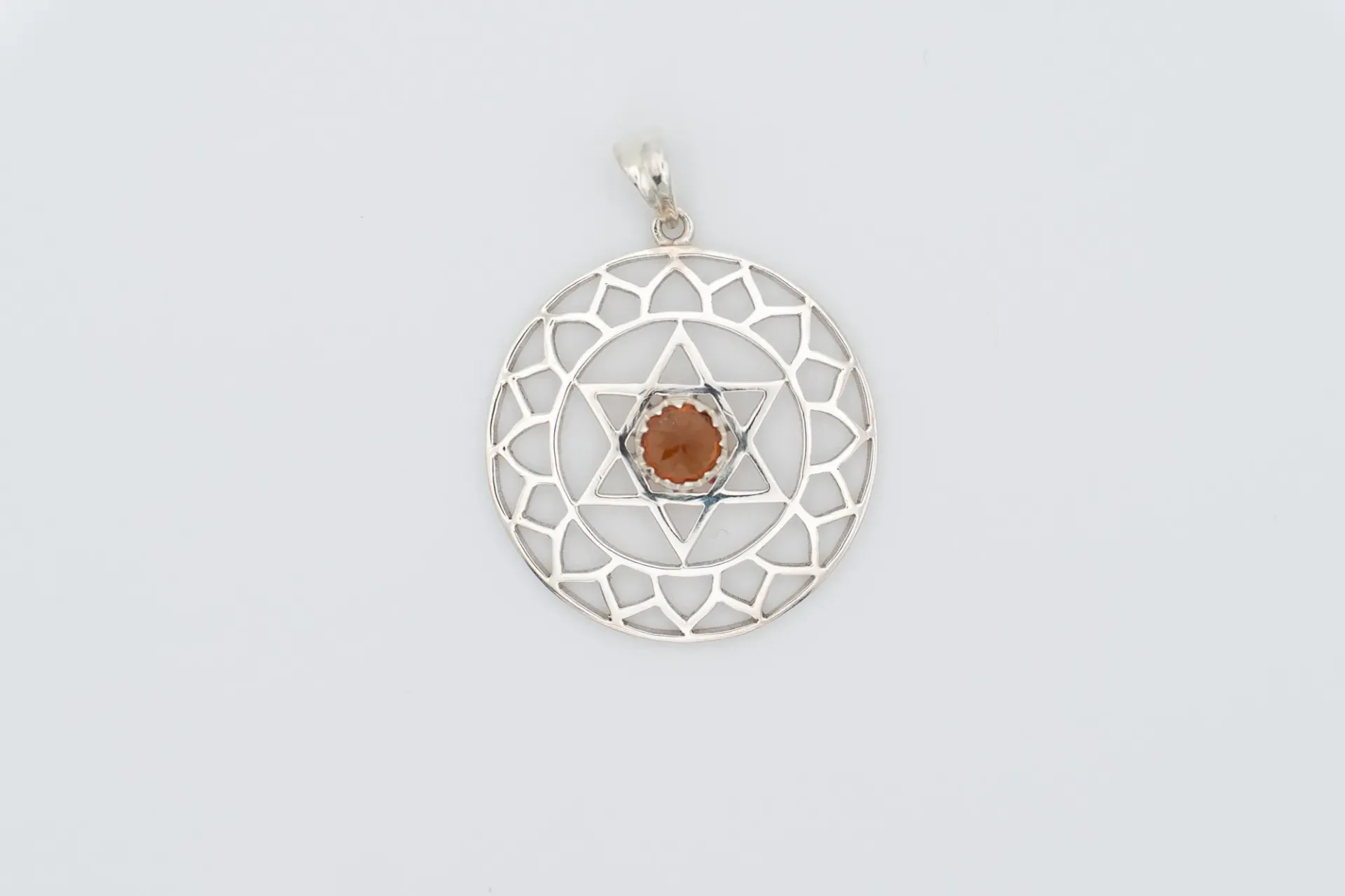 Sacred Geometry Mandela Pendent, Handcrafted Jewelry, Faceted Cut, Inverted Gemstone Setting