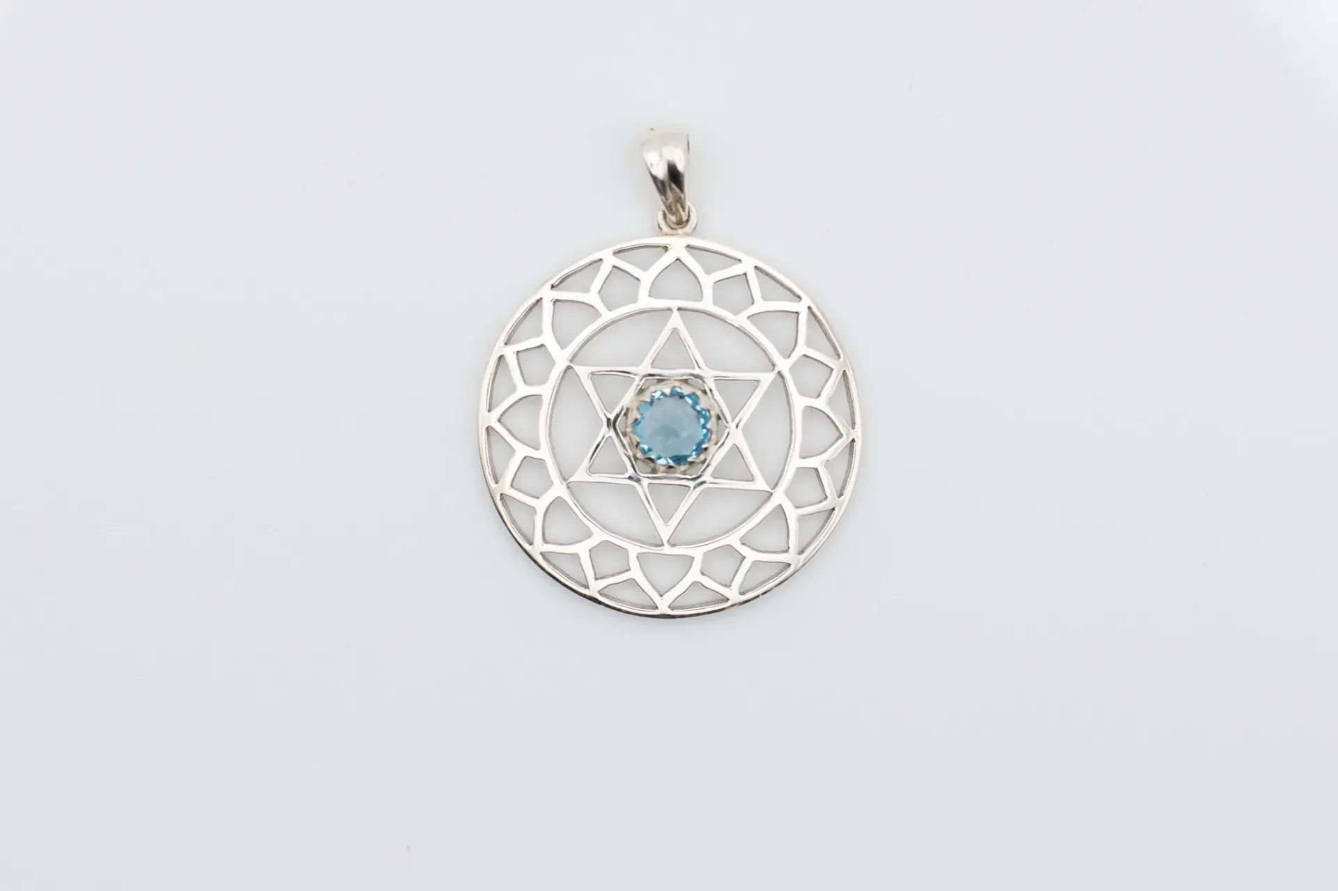 Sacred Geometry Mandela Pendent, Handcrafted Jewelry, Faceted Cut, Inverted Gemstone Setting