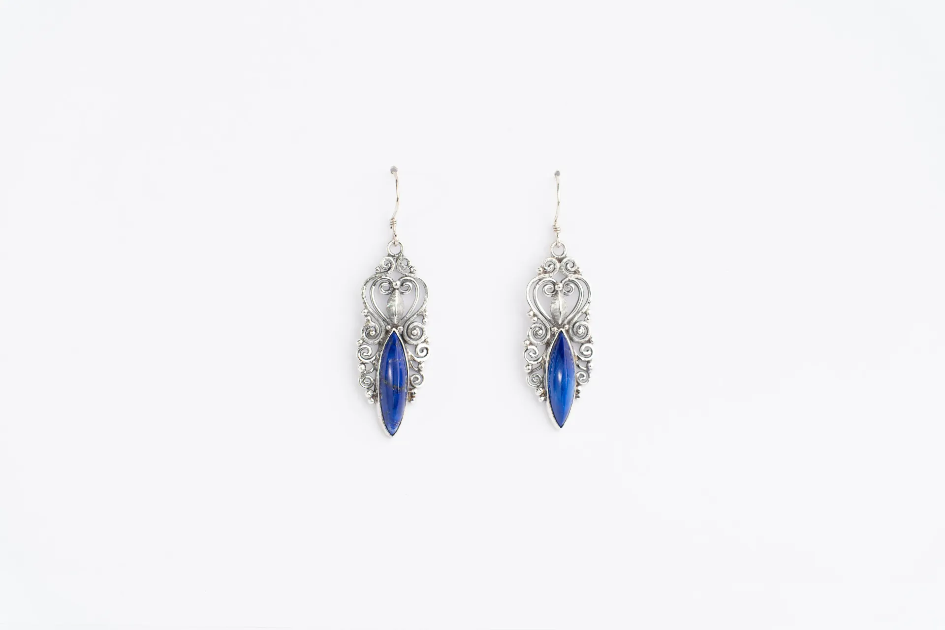 Lapis Lazuli Earring, Handcrafted Silver Jewelry, Marcus Cut Lapis, Vintage Inspired Design